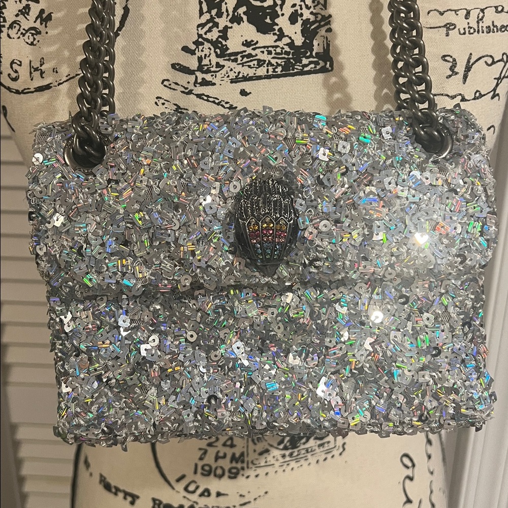 Silver Sequin Chain Shoulder Bag - Kurt Geiger London Designer